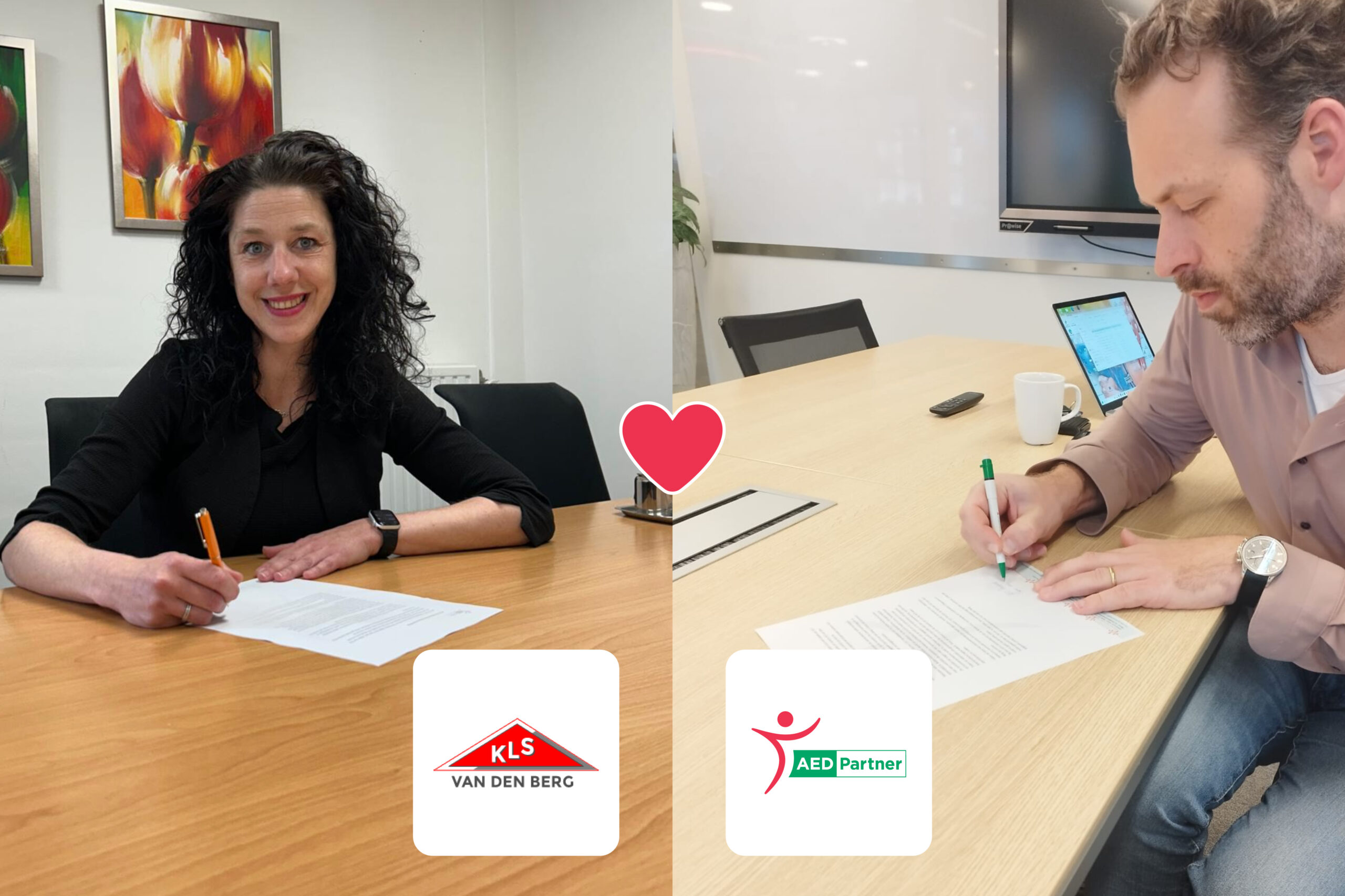 KLS Van den berg en AED-Partner ondertekenen een samenwerkingsovereenkomst